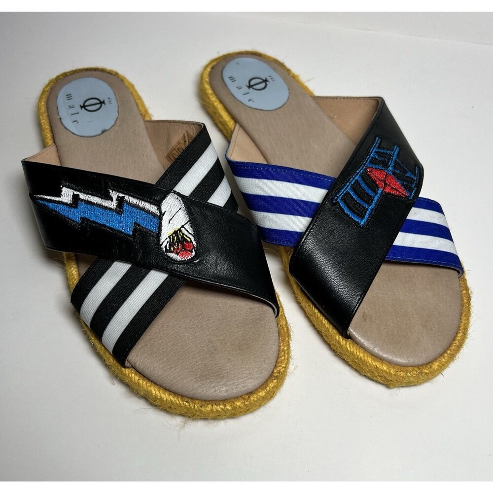 Phi Male Women’s Leather Slide Sandals Espadrille Rope Sole Striped EU 37 Spain
